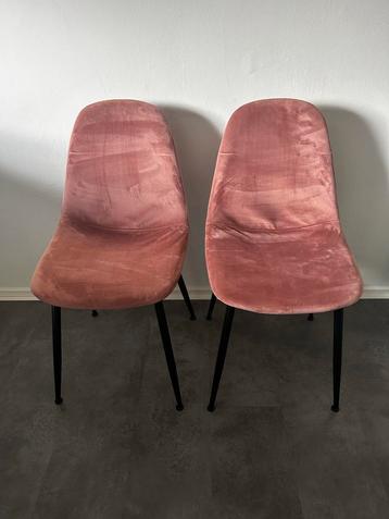 Woood Velvet oud roze stoelen - (Set van 2) beschikbaar voor biedingen