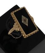 Fraaie 14k gouden onyx diamant vintage klassieke dames ring