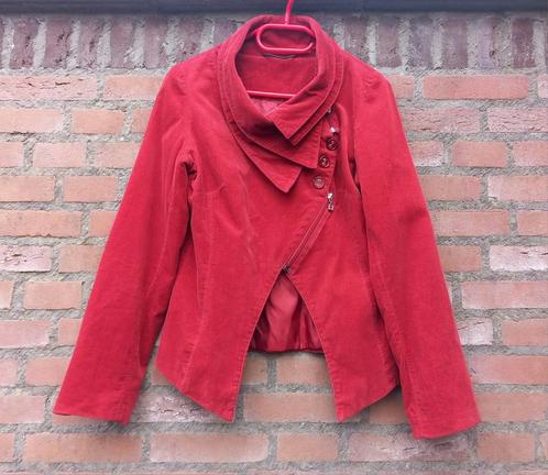 Rood ribfluwen colbert blazer ART Maat L / XL, Kleding | Dames, Jasjes, Kostuums en Pakken, Zo goed als nieuw, Jasje, Maat 46/48 (XL) of groter