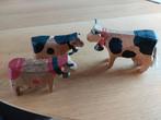 3 Trauffer koeien Zwitserland van lindenhout, Ophalen of Verzenden, Gebruikt, Boerderijdier, Beeldje of Figuurtje