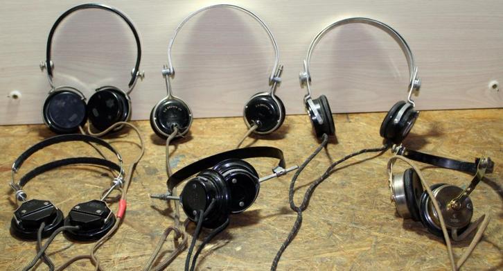 Lot van 6 oude koptelefoons voor kristalontvanger., Antiek en Kunst, Antiek | Tv's en Audio, Ophalen of Verzenden