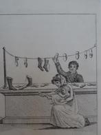 gravures schoenenverkoper, lompenboer 1800, Antiek en Kunst, Verzenden