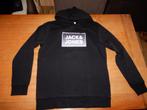 Jack & Jones  diepzwarte hoodie / trui mt L ZGAN, Maat 52/54 (L), Verzenden, Zwart, Zo goed als nieuw