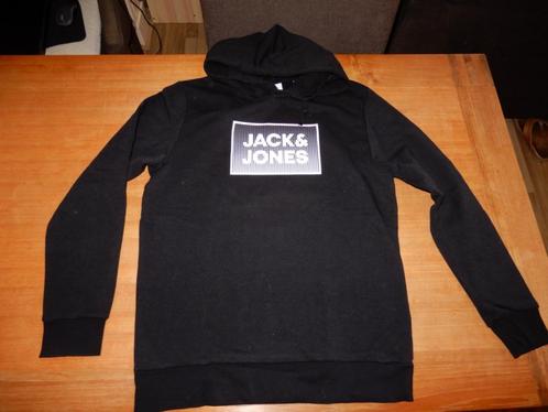 Jack & Jones  diepzwarte hoodie / trui mt L ZGAN, Kleding | Heren, Truien en Vesten, Zo goed als nieuw, Maat 52/54 (L), Zwart