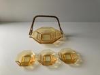 SET glazen art deco presenteerschaaltje + 3 bonbonschaaltjes, Ophalen of Verzenden