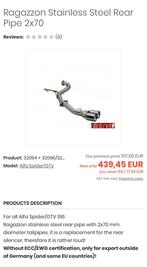 Ragazzon RVS sportuitlaat Alfa Romeo 916, Ophalen of Verzenden, Gebruikt, Alfa Romeo