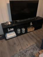 Zwart tv kast  kast met 4 vakkken hoogte verstelbare planken, Ophalen, Zo goed als nieuw, 25 tot 50 cm