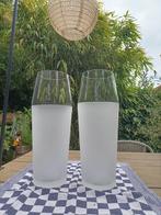 2 stuks grote glazen bloemvazen 40 cm hoog., Overige kleuren, Ophalen of Verzenden, Minder dan 50 cm, Glas