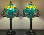 2 tafellampen tiffany stijl glas in lood met libelles, Huis en Inrichting, Ophalen of Verzenden, Baak, Baak, Baak