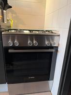 Bosch rvs gasstel met elek oven, Witgoed en Apparatuur, Fornuizen, Ophalen, 4 kookzones, Zo goed als nieuw, Gas