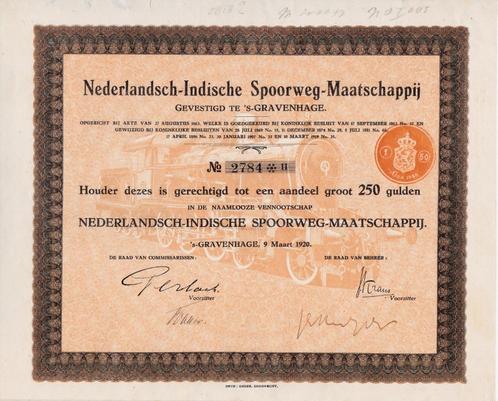 NEDERLANDSCH - INDISCHE SPOORWEG - MAATSCHAPPIJ, Postzegels en Munten, Aandelen en Waardepapieren, Aandeel, Ophalen of Verzenden