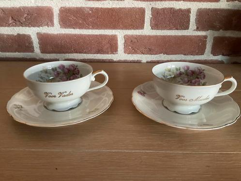 Antieke Kop en Schotel - Voor Vader & Moeder, Antiek en Kunst, Antiek | Servies los, Ophalen