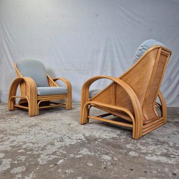 Vintage jaren 60 Rotan Bamboe Lounge relax stoelen Rattan beschikbaar voor biedingen