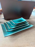 Set turquoise keramieken serveerschalen / sushi borden, Huis en Inrichting, Ophalen of Verzenden, Zo goed als nieuw