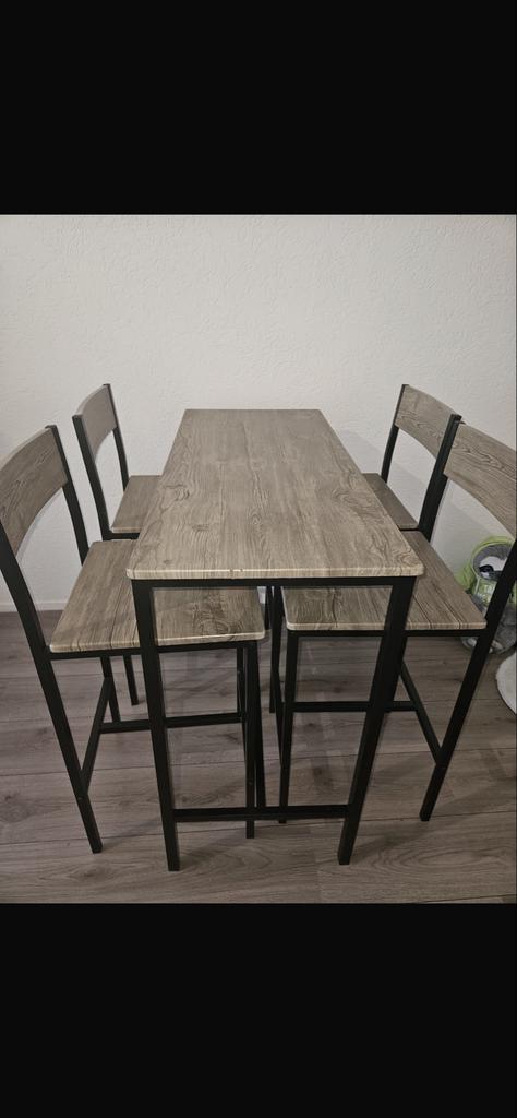 Bar tafel met 4 stoelen - nette staat, Huis en Inrichting, Complete eetkamers, Gebruikt, 4 tot 6 stoelen, Ophalen