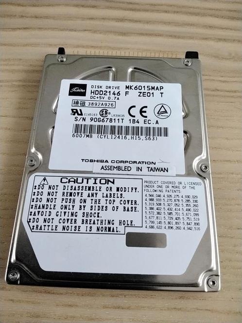 Toshiba 6GB ide harde schijf voor laptops, Computers en Software, Vintage Computers, Ophalen of Verzenden