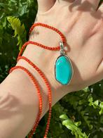 Collier van Italiaanse rode koraal 85 cm, 925 Zilver, Sieraden, Tassen en Uiterlijk, Kettingen, Ophalen of Verzenden, Nieuw, Zilver