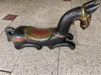 Antiek Indiaas Rajastan houten paard, Ophalen, Gebruikt, Dier