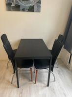 IKEA tafel met 4 leren stoelen, Huis en Inrichting, Tafels | Eettafels, Ophalen, Gebruikt, Rechthoekig, 50 tot 100 cm