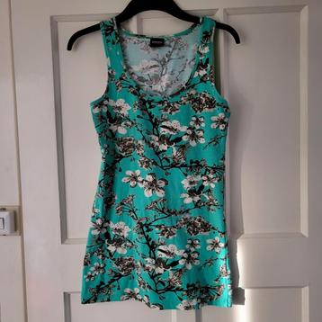 Fleurige gebloemde groene dames tanktop van Pieces maat M  beschikbaar voor biedingen