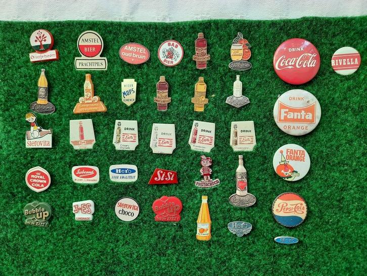 Diverse speldjes jaren uit de jaren 60/70 Dranken 36 stuks, Verzamelen, Speldjes, Pins en Buttons, Gebruikt, Speldje of Pin, Merk