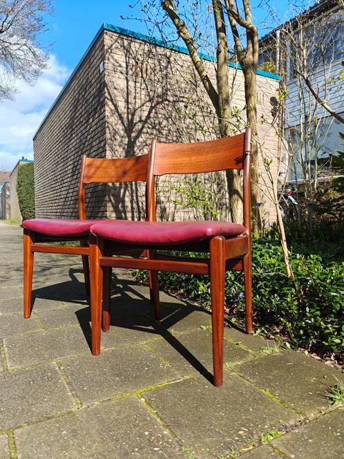 Vintage eetkamerstoelen Deens / Scandinavisch design teak, Huis en Inrichting, Stoelen, Gebruikt, Twee, Hout, Overige materialen