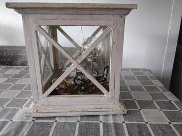 Mooi houten/glas windlicht display OPHALEN VOOR €5,- beschikbaar voor biedingen