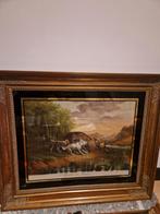Oude prent "Chasse au Sanglier" in lijst, Antiek en Kunst, Kunst | Schilderijen | Klassiek, Ophalen of Verzenden
