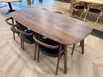 Walnoten tafel 200x100 cm met 6 walnoten stoelen, Huis en Inrichting, Tafels | Eettafels, Ophalen, 100 tot 150 cm, Vijf personen of meer