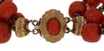 Bloedkoraal antieke dames armband 14k slot goud zilverdraad, Goud, Met edelsteen, Armband, Ophalen of Verzenden