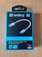 Sandberg USB-A - USB-C kabel 20 cm 20 cm NIEUW, Computers en Software, Ophalen of Verzenden, Nieuw