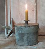 Oude zinken heupfles / kandelaar, Antiek en Kunst, Curiosa en Brocante, Verzenden