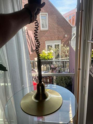 Vintage messing hanglamp - glazen schijf - retro eyecatcher beschikbaar voor biedingen