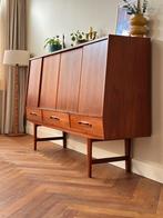 Vintage highboard teak hout Deens Design jaren 50/60/70, Ophalen, Gebruikt, Met deur(en), 150 tot 200 cm