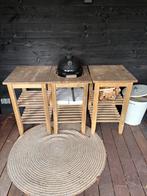 3x Ikea Bekvam bijzettafel € 15,- per stuk., Minder dan 55 cm, Vierkant, Zo goed als nieuw, Hout