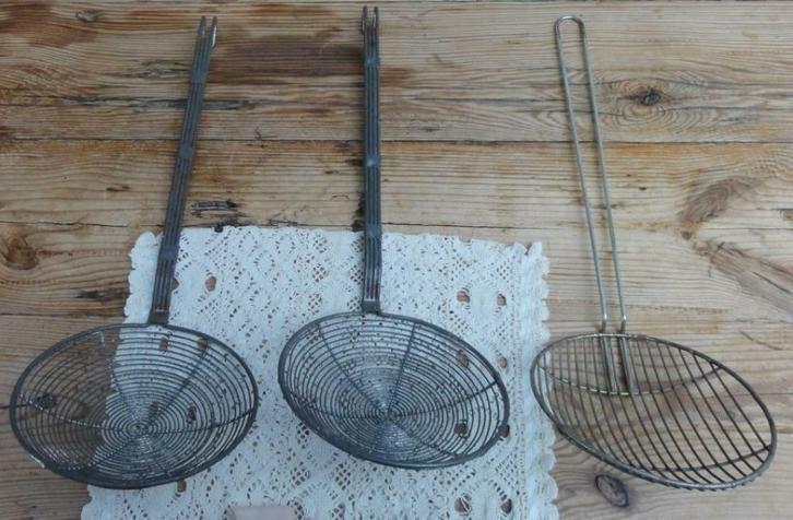 Oude brocante draadlepels/ zeeflepels/ draadlepel/ zeeflepel, Antiek en Kunst, Curiosa en Brocante, Ophalen of Verzenden