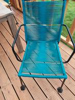 Blauwe tuinstoelen  in goede staat 6x, Ophalen, Gebruikt