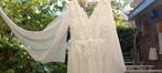 Trouwjurk maat EU 44, Chiffron met kant, niet gedragen, Trouwjurk, Bonprix, Verzenden, Wit