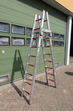 Dubbele Ladder schuifladder aluminium trap trappen, Ladder, Gebruikt, Ophalen of Verzenden, Minder dan 2 meter