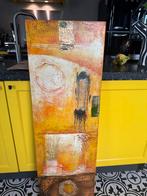 Schilderij warm oranje-geel textuurwerk 40 x 120 cm, Antiek en Kunst, Ophalen of Verzenden