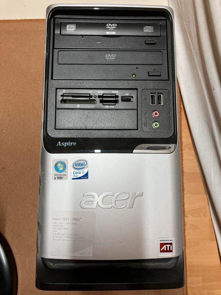 RUILEN Acer Aspire T671 e 4300- Core 2 Duo - Zonder RAM/Voed, Computers en Software, Desktop Pc's, Gebruikt, Minder dan 2 Ghz