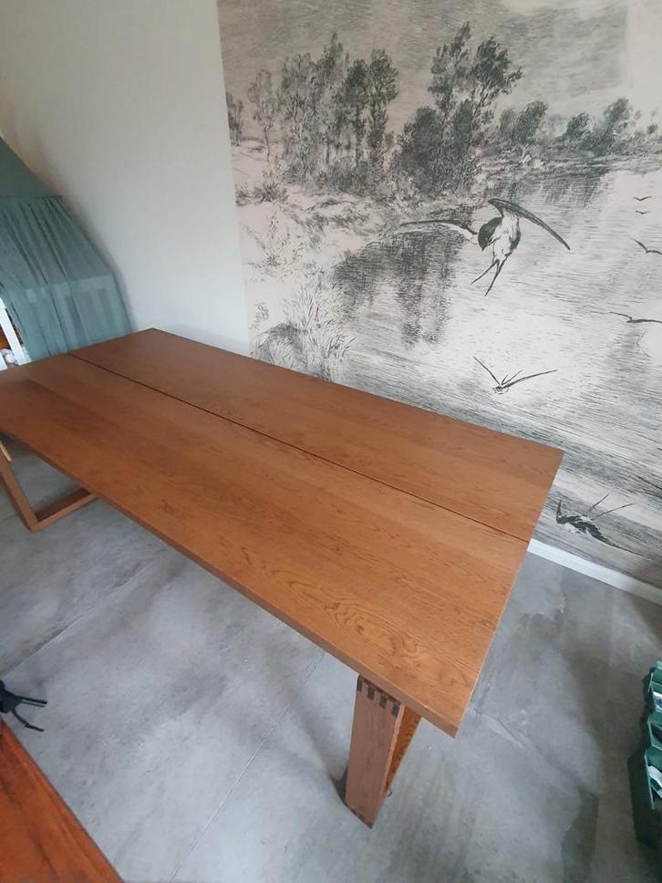 Morbylanga ikea eettafel 220 x 100 eikenfineer bruin, Huis en Inrichting, Tafels | Eettafels, Zo goed als nieuw, 50 tot 100 cm