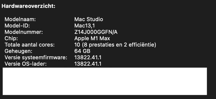 Apple Mac Studio M1 Max 64Gb 2TB, Computers en Software, Apple Desktops, Zo goed als nieuw, Overige modellen, SSD, 3 tot 4 Ghz