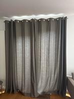 2 Grijze gordijnen met roedes, Huis en Inrichting, Stoffering | Gordijnen en Lamellen, Ophalen, Gebruikt, 200 cm of meer, 200 cm of meer