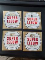 4 leeuw bier valkenburg etiketten super leeuw, Verzamelen, Biermerken, Ophalen of Verzenden, Nieuw, Viltje(s), Leeuw