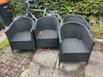 Set van 4 zwarte tuinstoelen, Huis en Inrichting, Stoelen, Kunststof, Gebruikt, Zwart, Ophalen of Verzenden