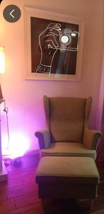 Ikea Strandmon Fauteuil met Voetenbankje - Groen, Klassiek, 75 tot 100 cm, Ophalen of Verzenden, Zo goed als nieuw