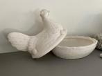 Vintage witte keramische kip mand eiernestje. Schramberg., Antiek en Kunst, Ophalen