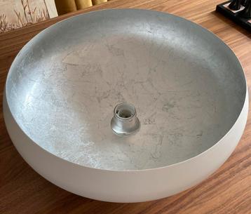 Plafonnière lamp – Wit met zilveren binnenkant – Ø41 cm beschikbaar voor biedingen