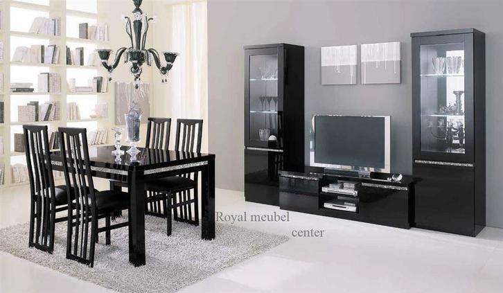 Eetkamer Forever Chrome 2 hoogglans wit-zwart ,SALE., Huis en Inrichting, Complete eetkamers, Nieuw, Ophalen of Verzenden